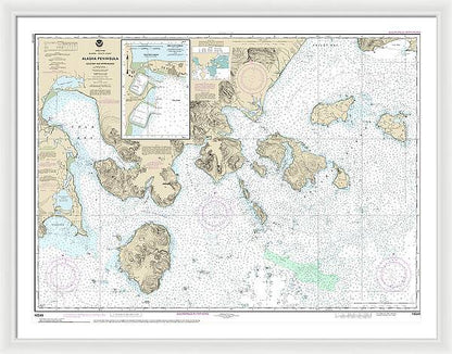 Nautical Chart-16549 Cold Bay-Approaches, Alaska Pen, King Cove Harbor - Framed Print  48" x 36"  Framed Nautical Chart Print by SeaKoast.