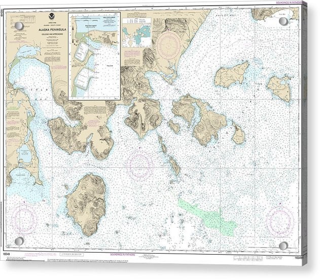 Nautical Chart-16549 Cold Bay-approaches, Alaska Pen, King Cove Harbor - Acrylic Print