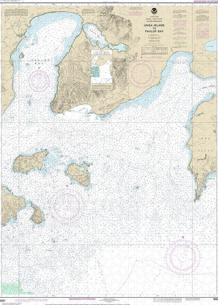 Nautical Chart-16551 Unga Island-pavlof Bay, Alaska Pen - Puzzle