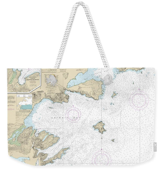 Nautical Chart-16566 Chignik-kujulik Bays, Alaska Pen, Anchorage-mud Bays, Chignik Bay - Weekender Tote Bag