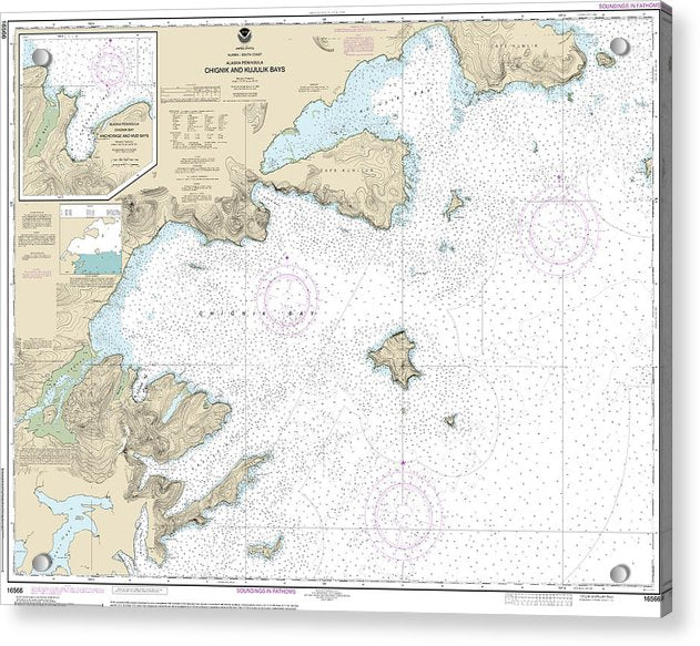 Nautical Chart-16566 Chignik-kujulik Bays, Alaska Pen, Anchorage-mud Bays, Chignik Bay - Acrylic Print