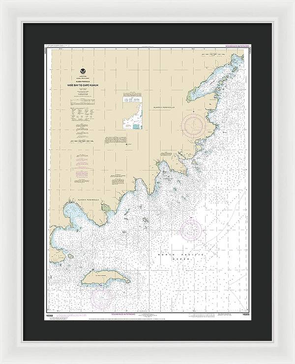 Nautical Chart-16568 Wide Bay-cape Kumlik, Alaska Pen - Framed Print