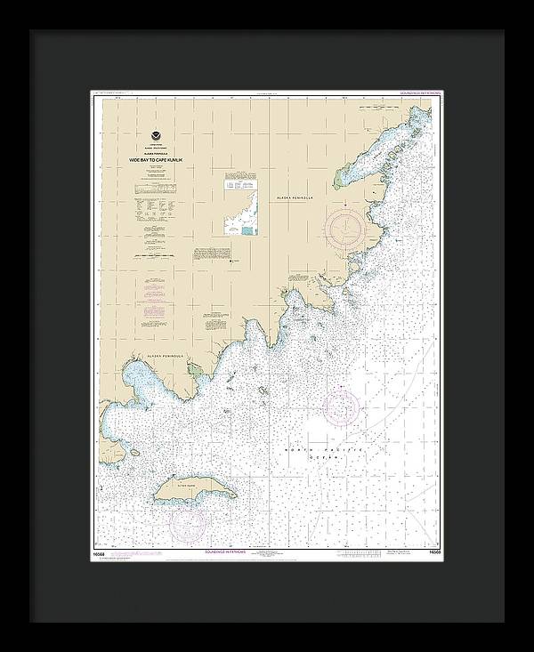 Nautical Chart-16568 Wide Bay-cape Kumlik, Alaska Pen - Framed Print