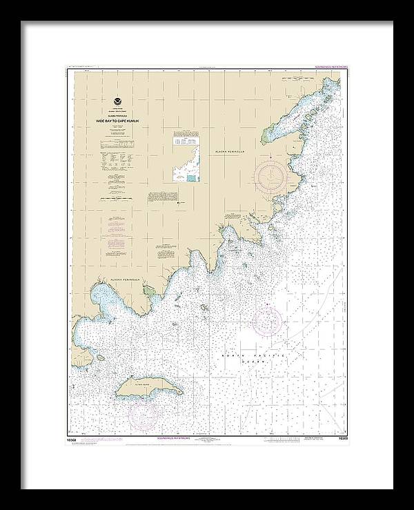 Nautical Chart-16568 Wide Bay-cape Kumlik, Alaska Pen - Framed Print