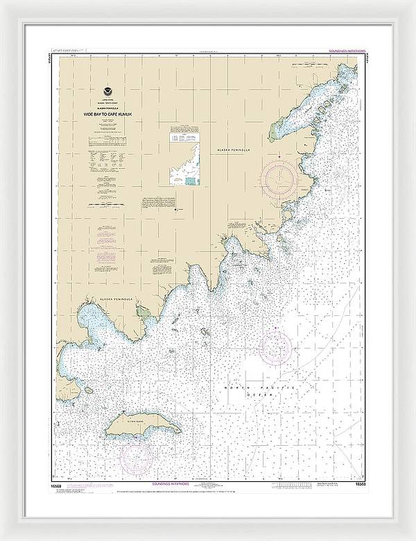 Nautical Chart-16568 Wide Bay-cape Kumlik, Alaska Pen - Framed Print