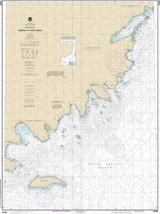 Nautical Chart 16568 Wide Bay Cape Kumlik, Alaska Pen Puzzle