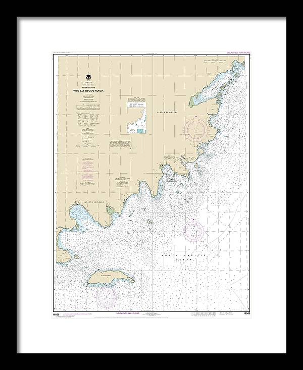 Nautical Chart-16568 Wide Bay-cape Kumlik, Alaska Pen - Framed Print