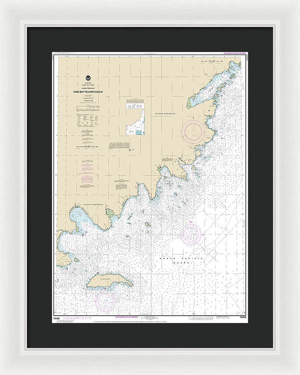 Nautical Chart-16568 Wide Bay-cape Kumlik, Alaska Pen - Framed Print