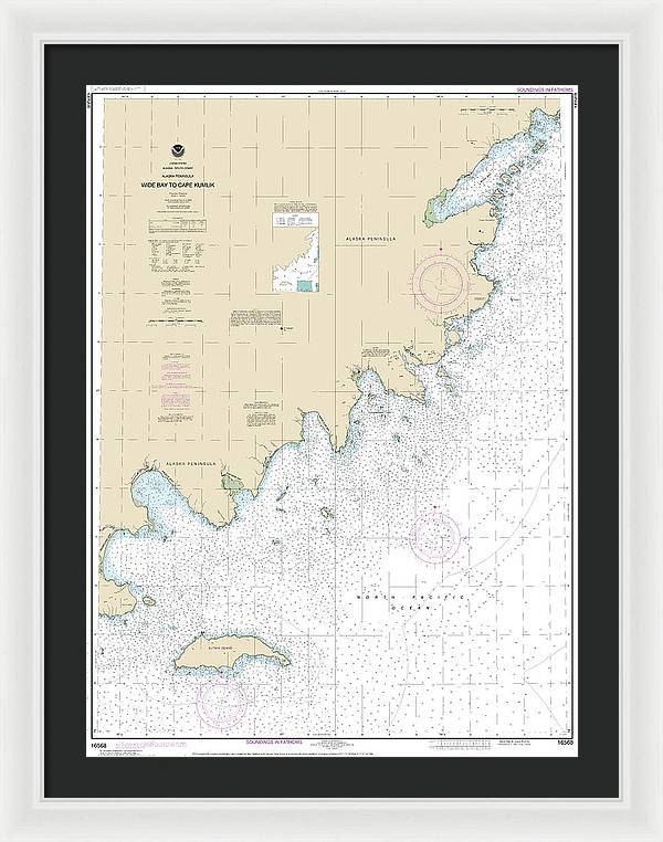 Nautical Chart-16568 Wide Bay-cape Kumlik, Alaska Pen - Framed Print