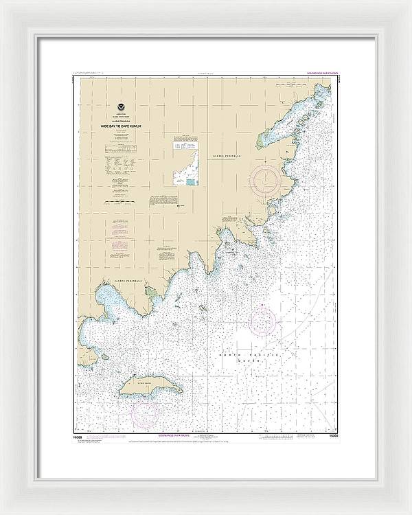 Nautical Chart-16568 Wide Bay-cape Kumlik, Alaska Pen - Framed Print