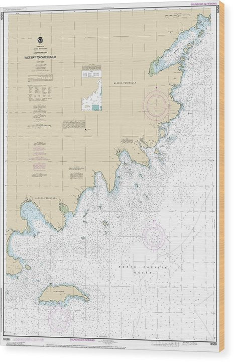 Nautical Chart-16568 Wide Bay-Cape Kumlik, Alaska Pen Wood Print