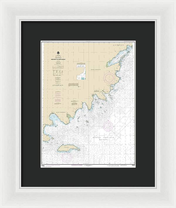 Nautical Chart-16568 Wide Bay-cape Kumlik, Alaska Pen - Framed Print