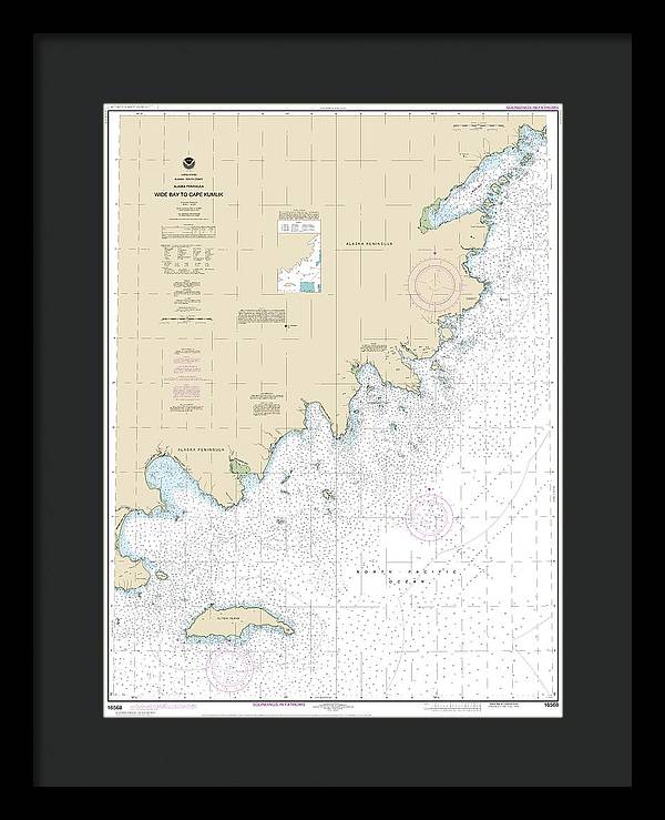 Nautical Chart-16568 Wide Bay-cape Kumlik, Alaska Pen - Framed Print