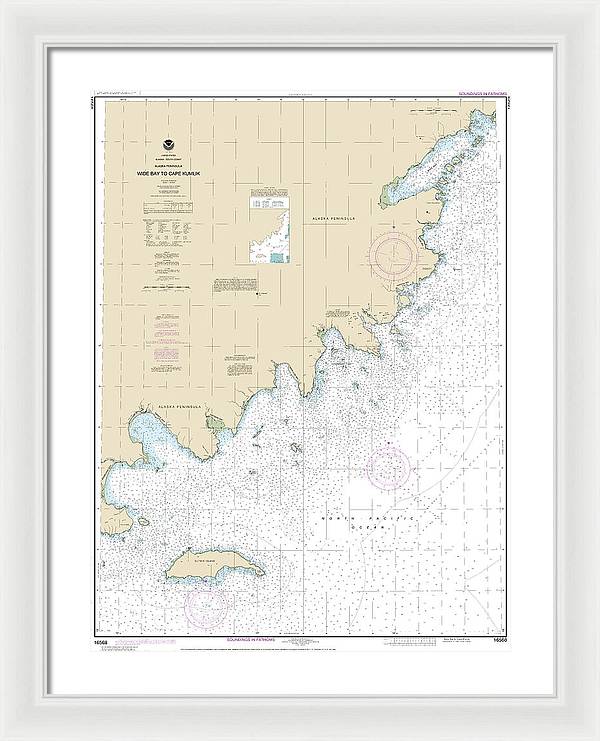 Nautical Chart-16568 Wide Bay-cape Kumlik, Alaska Pen - Framed Print