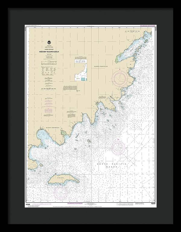 Nautical Chart-16568 Wide Bay-cape Kumlik, Alaska Pen - Framed Print