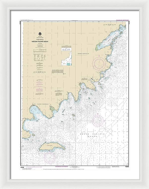 Nautical Chart-16568 Wide Bay-cape Kumlik, Alaska Pen - Framed Print