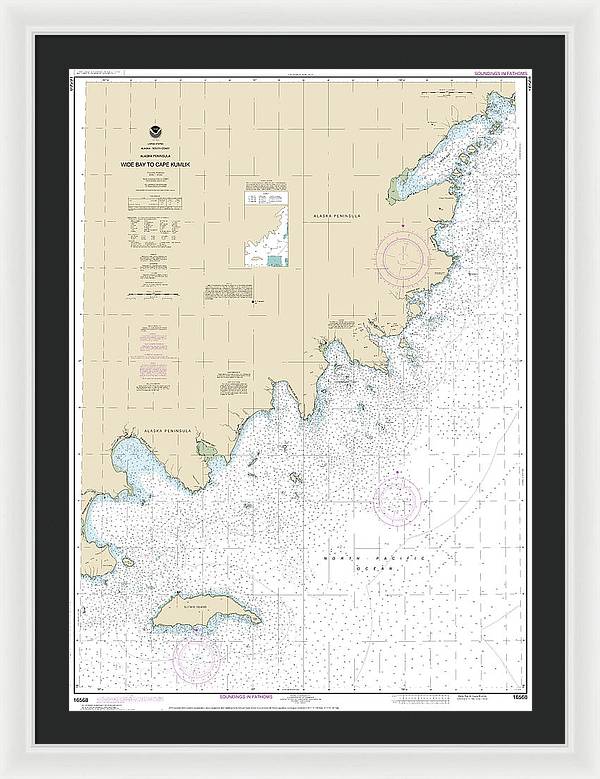 Nautical Chart-16568 Wide Bay-cape Kumlik, Alaska Pen - Framed Print