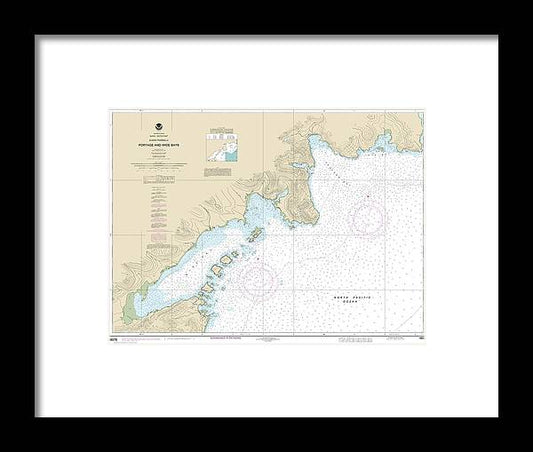 A beuatiful Framed Print of the Nautical Chart-16570 Portage-Wide Bays, Alaska Pen by SeaKoast