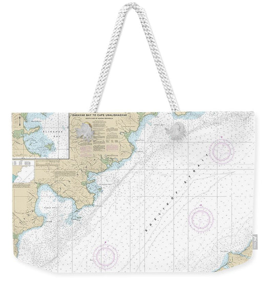 Nautical Chart-16575 Dakavak Bay-cape Unalishagvak, Alinchak Bay - Weekender Tote Bag