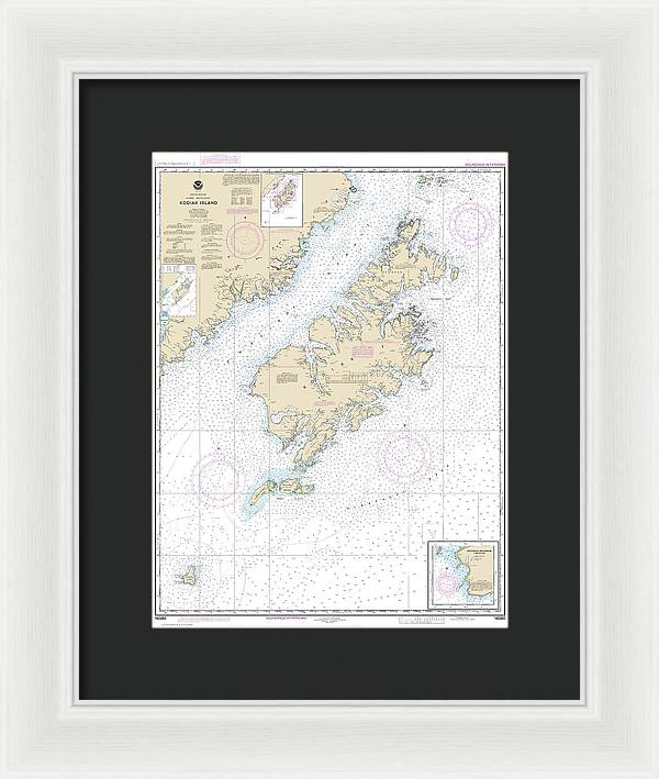 Nautical Chart-16580 Kodiak Island, Southwest Anchorage, Chirikof Island - Framed Print