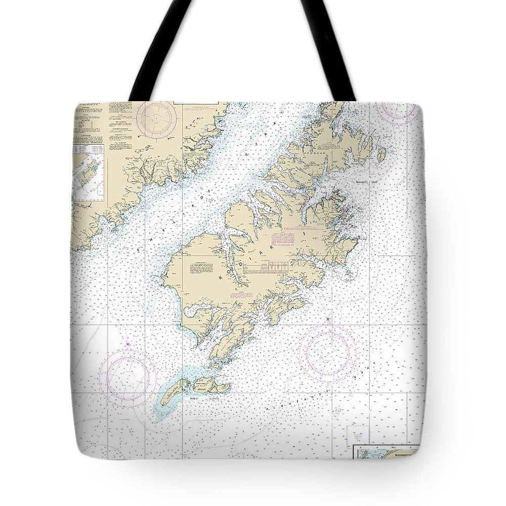 Nautical Chart-16580 Kodiak Island, Southwest Anchorage, Chirikof Island - Tote Bag