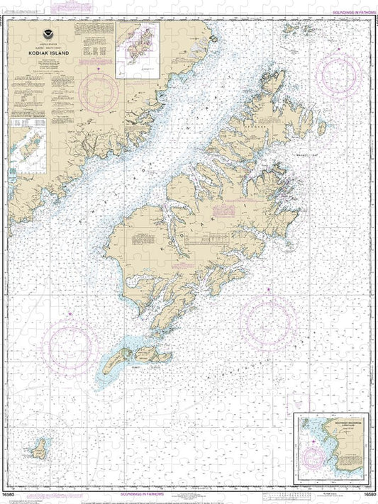 Nautical Chart 16580 Kodiak Island, Southwest Anchorage, Chirikof Island Puzzle