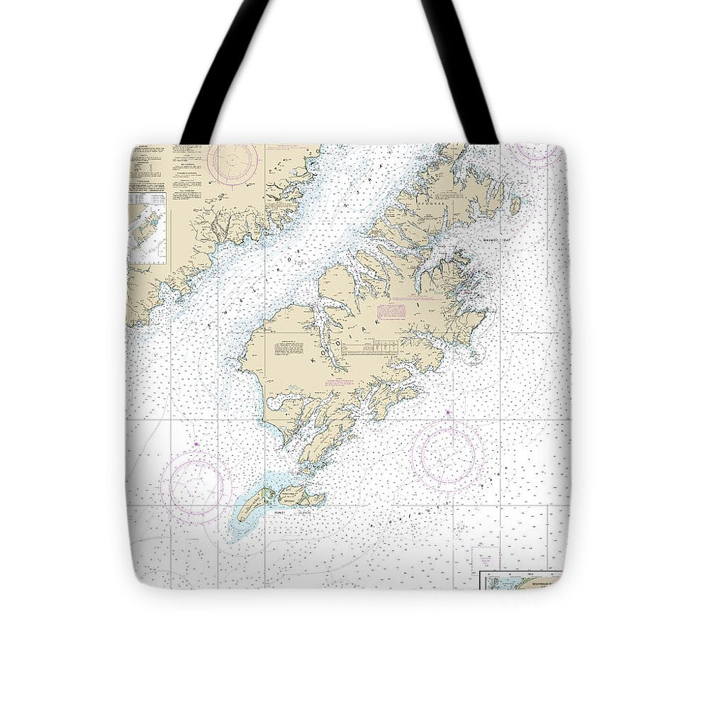 Nautical Chart-16580 Kodiak Island, Southwest Anchorage, Chirikof Island - Tote Bag