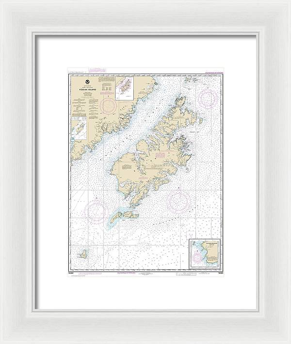 Nautical Chart-16580 Kodiak Island, Southwest Anchorage, Chirikof Island - Framed Print