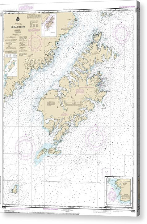 Nautical Chart-16580 Kodiak Island, Southwest Anchorage, Chirikof Island  Acrylic Print