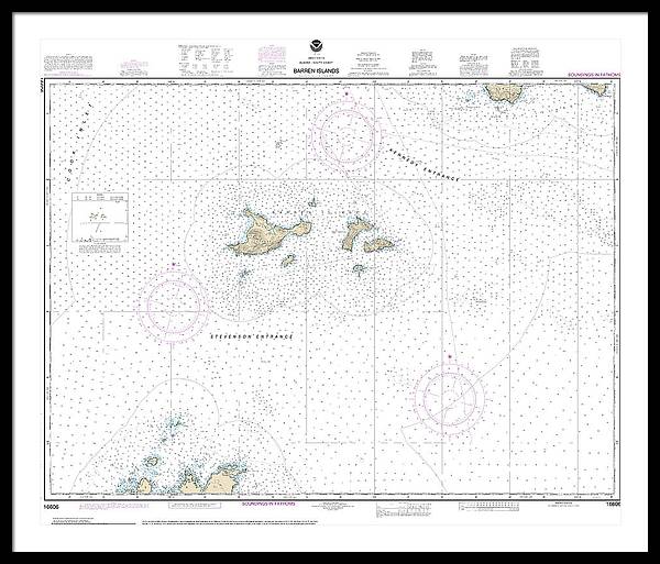 Nautical Chart-16606 Barren Islands - Framed Print