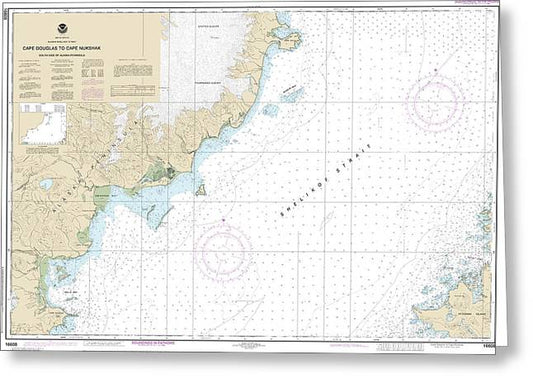 Nautical Chart-16608 Shelikof Strait-cape Douglas-cape Nukshak - Greeting Card