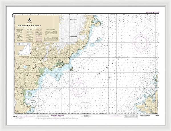 Nautical Chart-16608 Shelikof Strait-cape Douglas-cape Nukshak - Framed Print