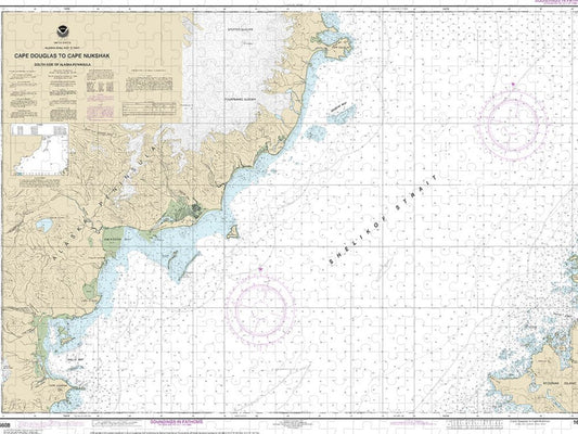 Nautical Chart 16608 Shelikof Strait Cape Douglas Cape Nukshak Puzzle
