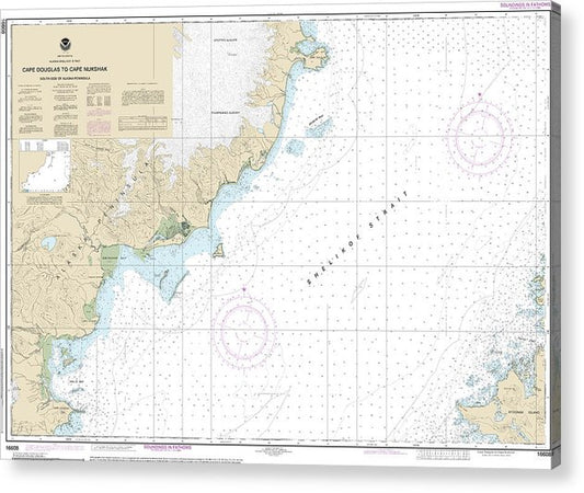 Nautical Chart-16608 Shelikof Strait-Cape Douglas-Cape Nukshak  Acrylic Print