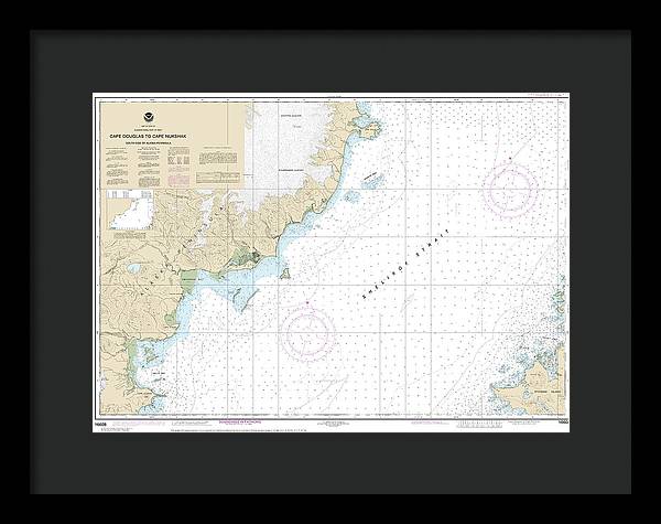 Nautical Chart-16608 Shelikof Strait-cape Douglas-cape Nukshak - Framed Print