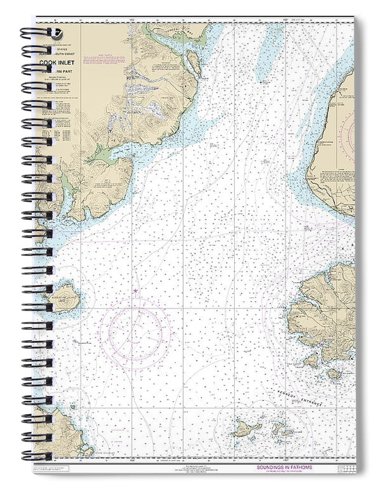 Nautical Chart 16640 Cook Inlet Southern Part Spiral Notebook