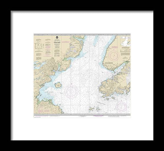 Nautical Chart-16640 Cook Inlet-southern Part - Framed Print