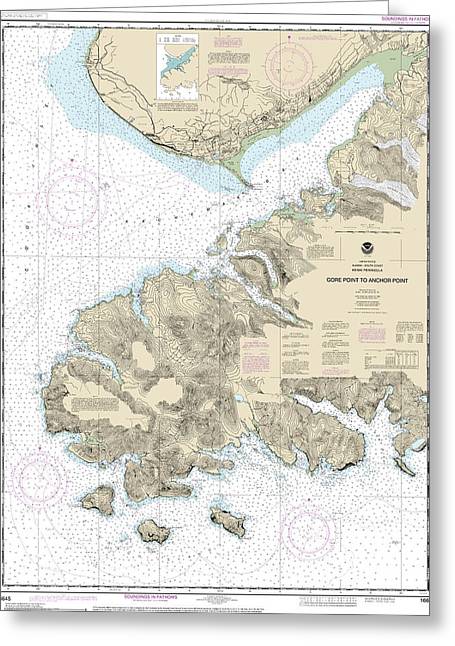 Nautical Chart-16645 Gore Point-anchor Point - Greeting Card