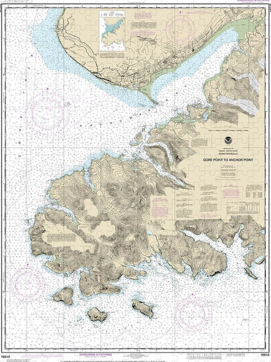Nautical Chart 16645 Gore Point Anchor Point Puzzle