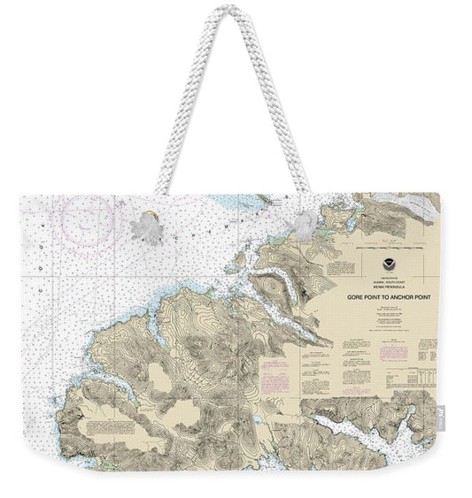 Nautical Chart-16645 Gore Point-anchor Point - Weekender Tote Bag