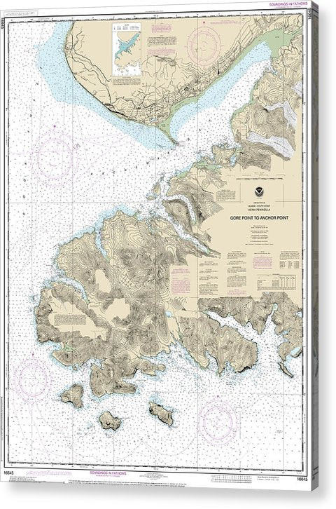 Nautical Chart-16645 Gore Point-Anchor Point  Acrylic Print