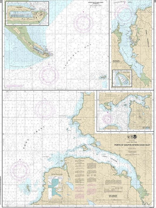 Nautical Chart 16646 Ports Southeastern Cook Inlet Port Chatham, Port Graham, Seldovia Bay, Seldovia Harbor, Approaches Homer Hbr, Homer Harbor Puzzle