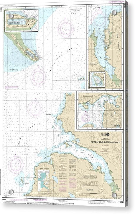 Nautical Chart-16646 Ports-southeastern Cook Inlet Port Chatham, Port Graham, Seldovia Bay, Seldovia Harbor, Approaches-homer Hbr, Homer Harbor - Acrylic Print