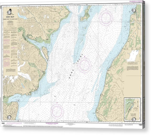 Nautical Chart-16661 Cook Inlet-anchor Point-kalgin Island, Ninilchik Harbor - Acrylic Print