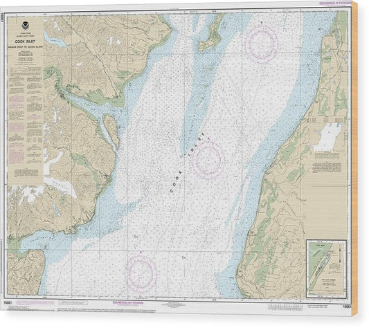 Nautical Chart-16661 Cook Inlet-Anchor Point-Kalgin Island, Ninilchik Harbor Wood Print