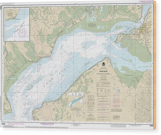 Nautical Chart-16663 Cook Inlet-East Foreland-Anchorage, North Foreland Wood Print