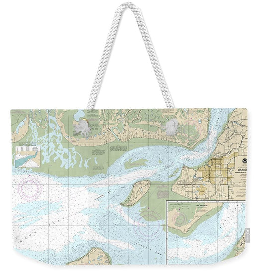 Nautical Chart-16665 Cook Inlet-approaches-anchorage, Anchorage - Weekender Tote Bag
