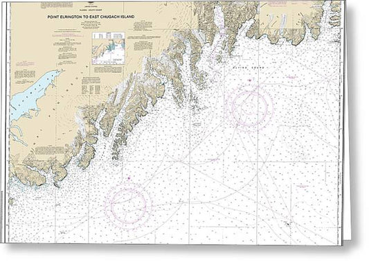 Nautical Chart-16680 Point Elrington-east Chugach Island - Greeting Card