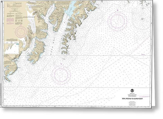 Nautical Chart-16681 Seal Rocks-gore Point - Greeting Card