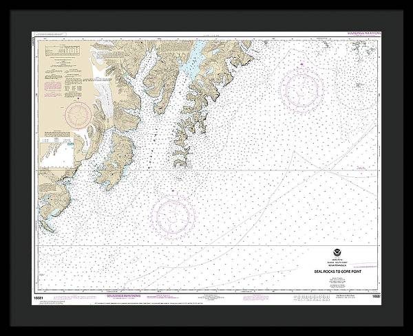 Nautical Chart-16681 Seal Rocks-gore Point - Framed Print